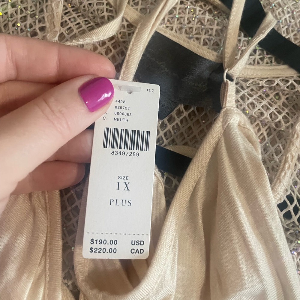 ✨ Sunday In Brooklyn anthropologie mesh rhinestone maxi dress slip NWT 1X Nude - Picture 10 of 17